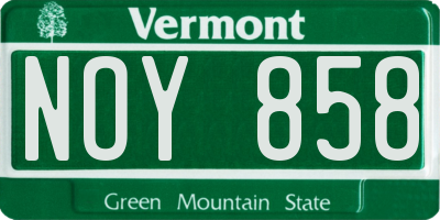 VT license plate NOY858