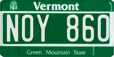 VT license plate NOY860