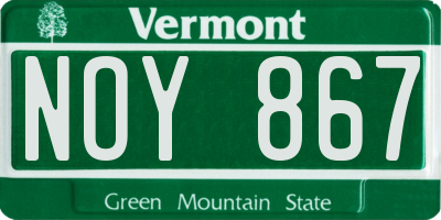 VT license plate NOY867
