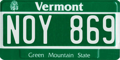 VT license plate NOY869