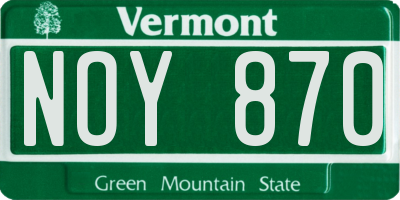 VT license plate NOY870