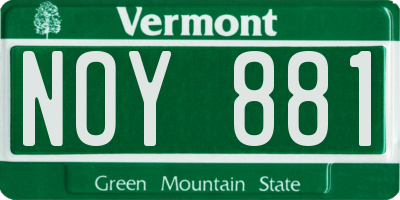 VT license plate NOY881