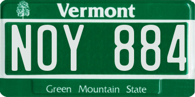 VT license plate NOY884