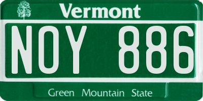 VT license plate NOY886