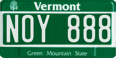VT license plate NOY888