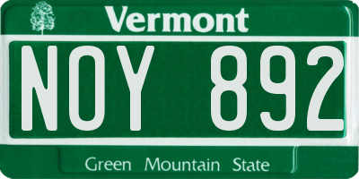 VT license plate NOY892