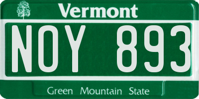 VT license plate NOY893