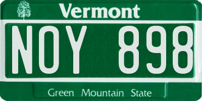 VT license plate NOY898