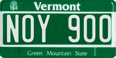 VT license plate NOY900