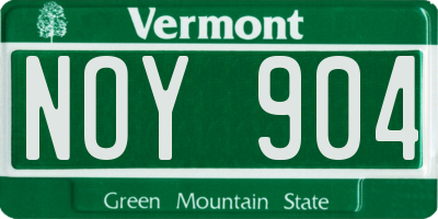 VT license plate NOY904