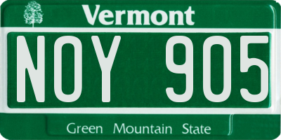 VT license plate NOY905