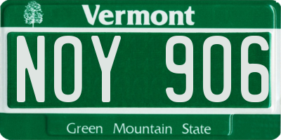 VT license plate NOY906