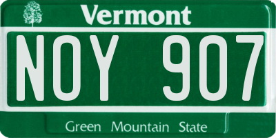 VT license plate NOY907