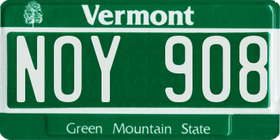 VT license plate NOY908