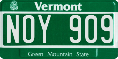 VT license plate NOY909