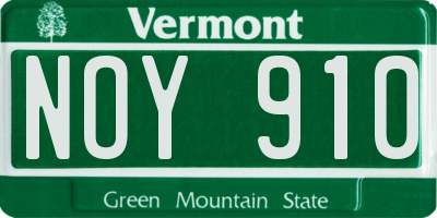 VT license plate NOY910