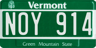 VT license plate NOY914