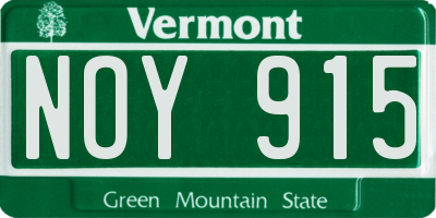 VT license plate NOY915