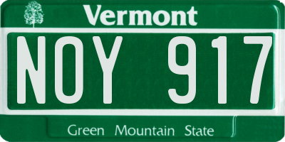 VT license plate NOY917