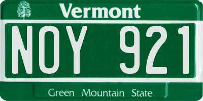 VT license plate NOY921