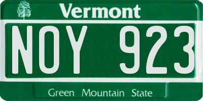 VT license plate NOY923