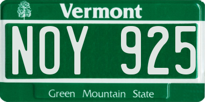 VT license plate NOY925