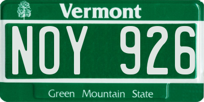 VT license plate NOY926