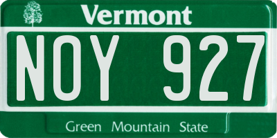 VT license plate NOY927