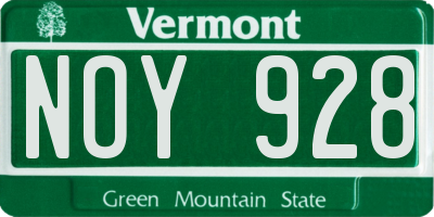 VT license plate NOY928