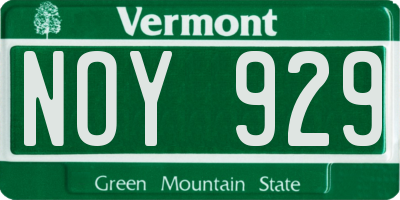 VT license plate NOY929