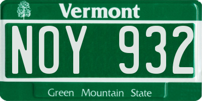 VT license plate NOY932