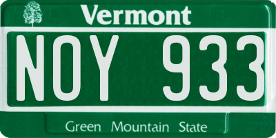 VT license plate NOY933