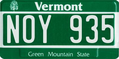 VT license plate NOY935