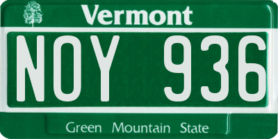 VT license plate NOY936