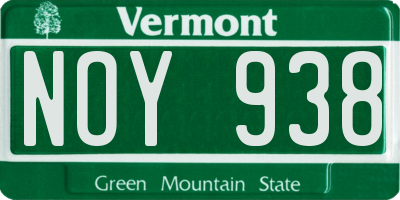 VT license plate NOY938