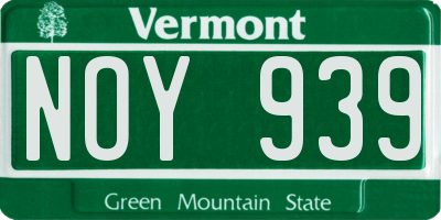 VT license plate NOY939