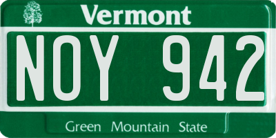 VT license plate NOY942