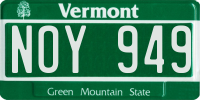 VT license plate NOY949