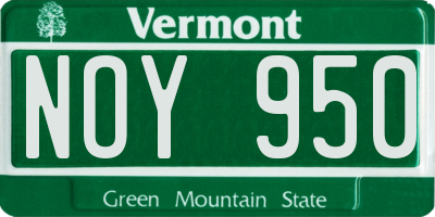 VT license plate NOY950