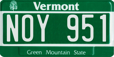 VT license plate NOY951