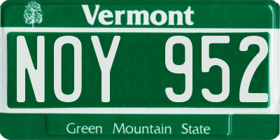 VT license plate NOY952