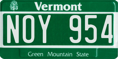 VT license plate NOY954