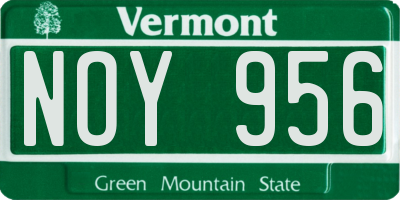 VT license plate NOY956