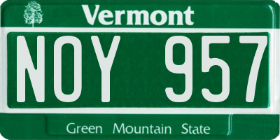 VT license plate NOY957