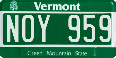 VT license plate NOY959