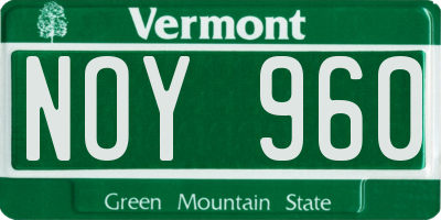 VT license plate NOY960