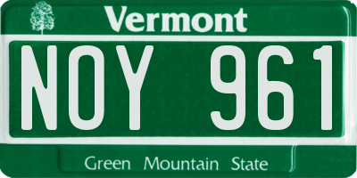 VT license plate NOY961
