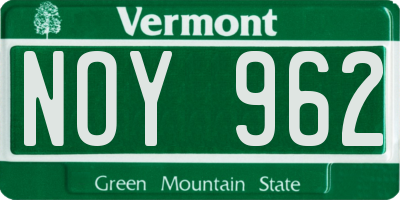 VT license plate NOY962