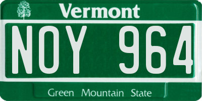 VT license plate NOY964