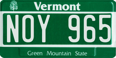 VT license plate NOY965